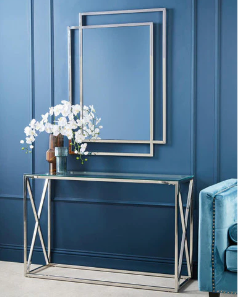 Sliver Glassed Top Console