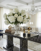 Snow White Peony With Leaves