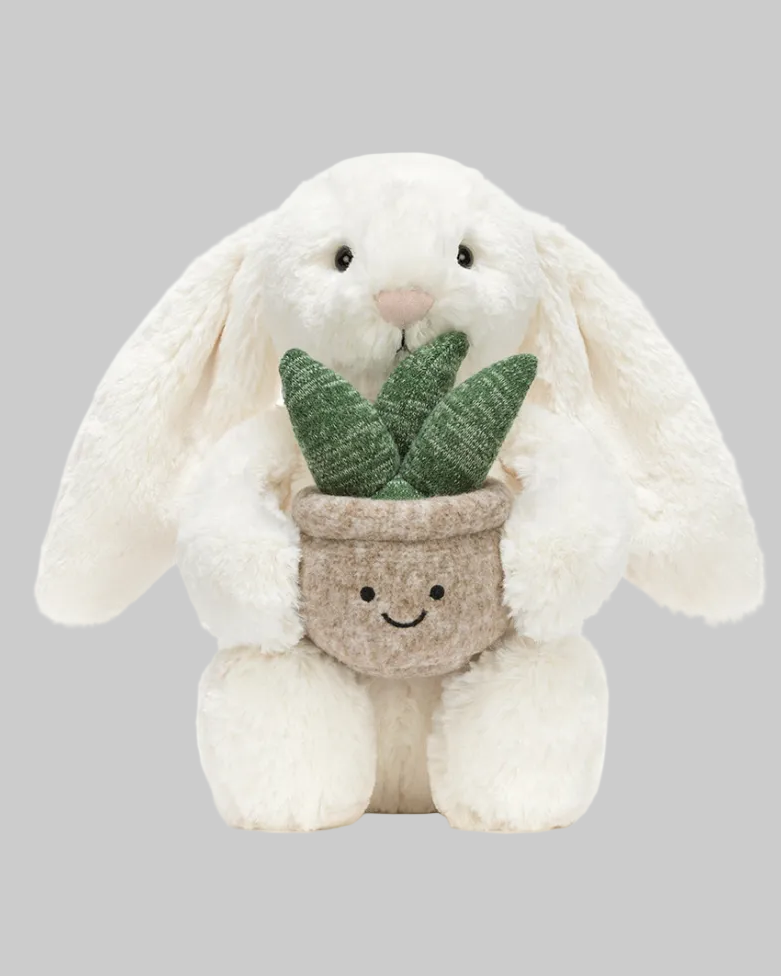 Cream Bunny With Plant