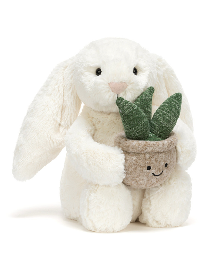 Cream Bunny With Plant