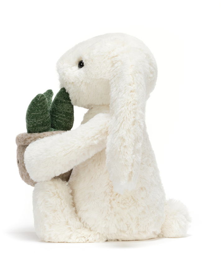 Cream Bunny With Plant