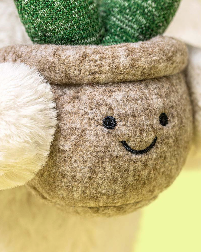 Cream Bunny With Plant