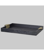 Black Wooden Tray with Gold Handles
