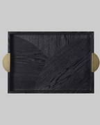 Black Wooden Tray with Gold Handles
