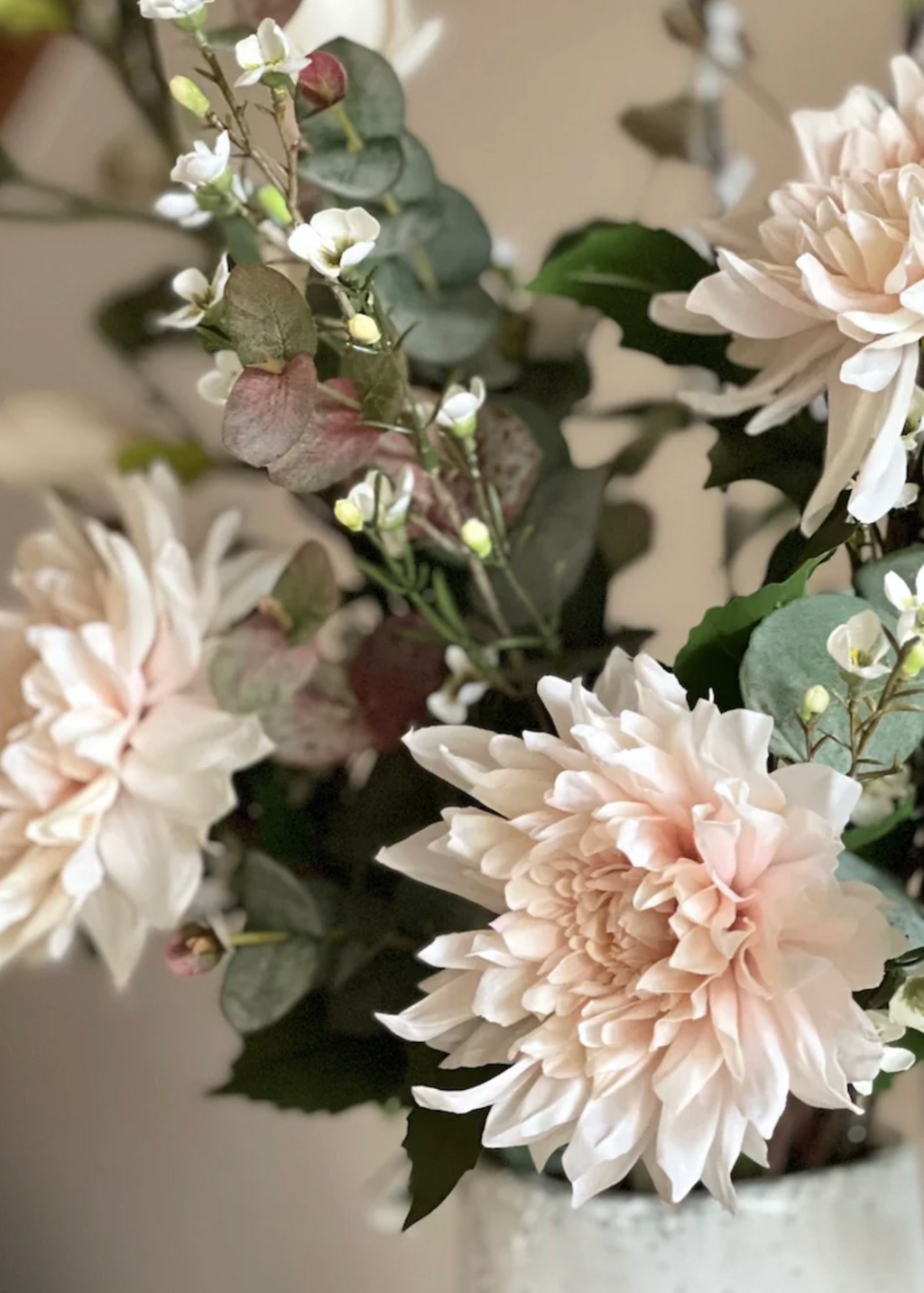 Blush Real Feel Dahlia with Leaves