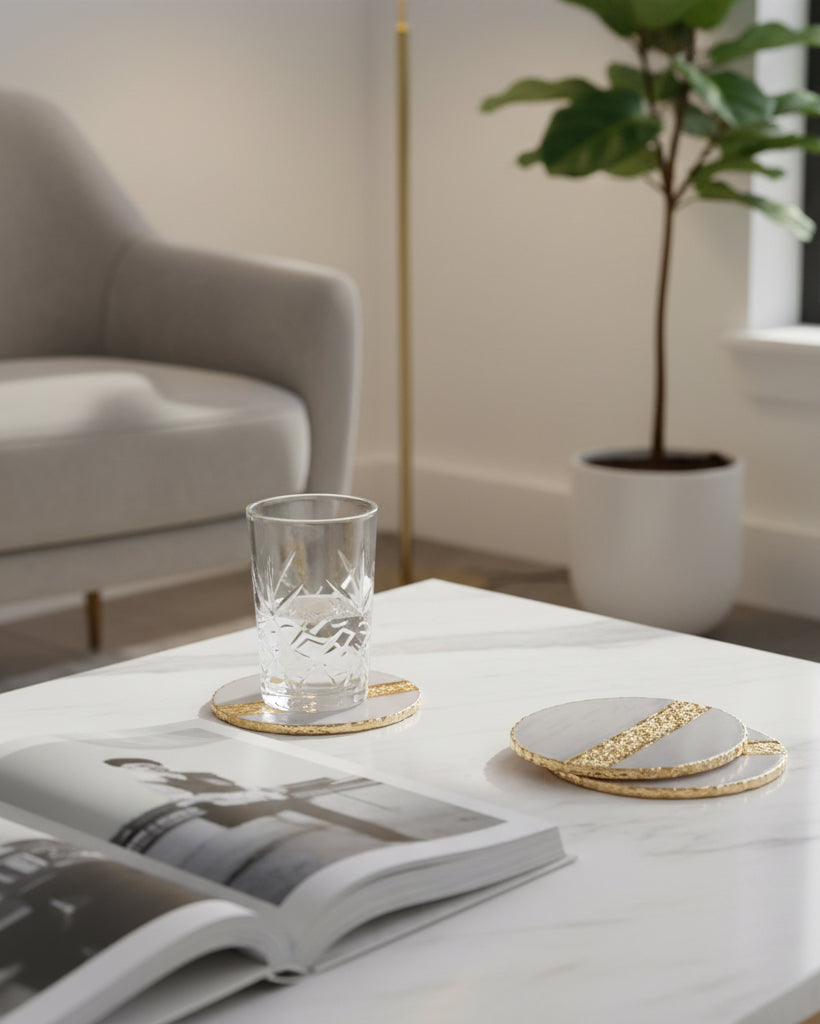 Set of 4 Grey Enamel Coasters