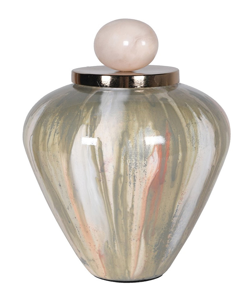 Green Glacier Jewel Lidded Jar