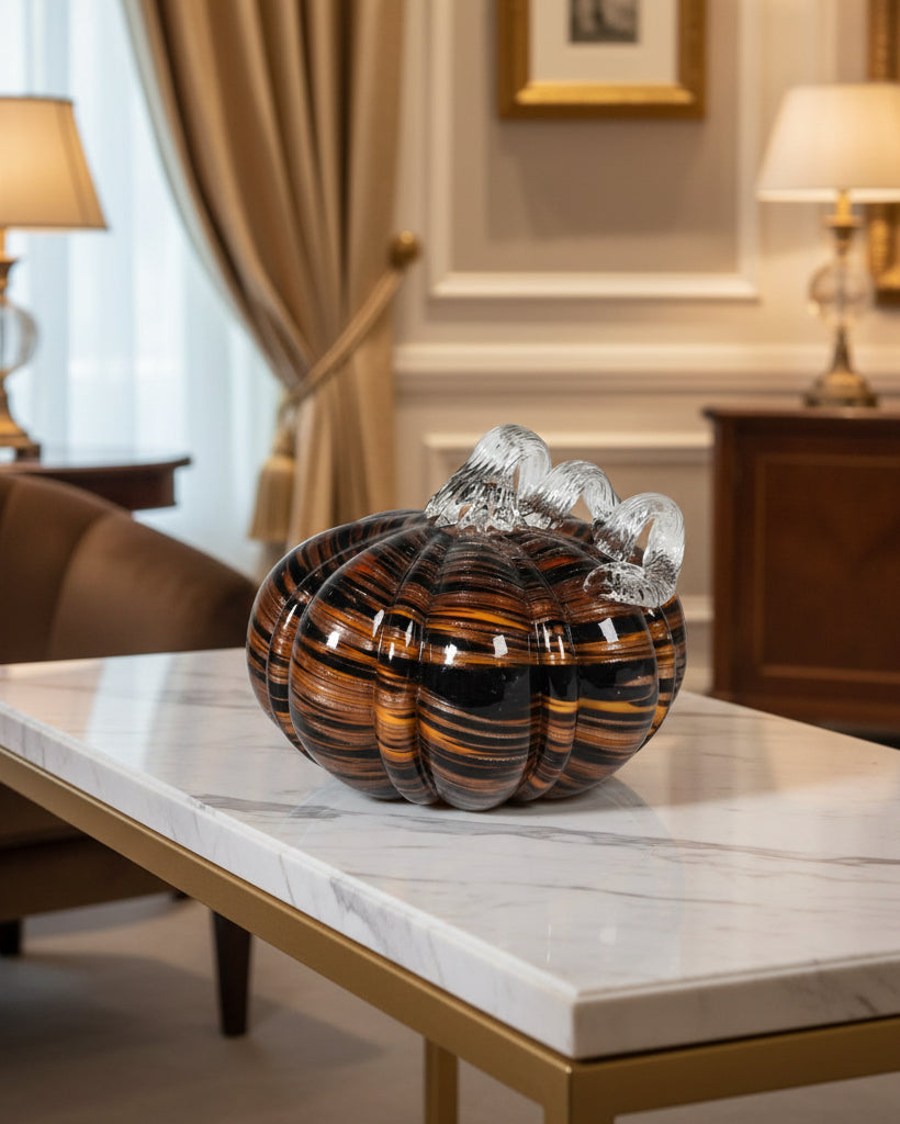 Black and Bronze Glass Pumpkin