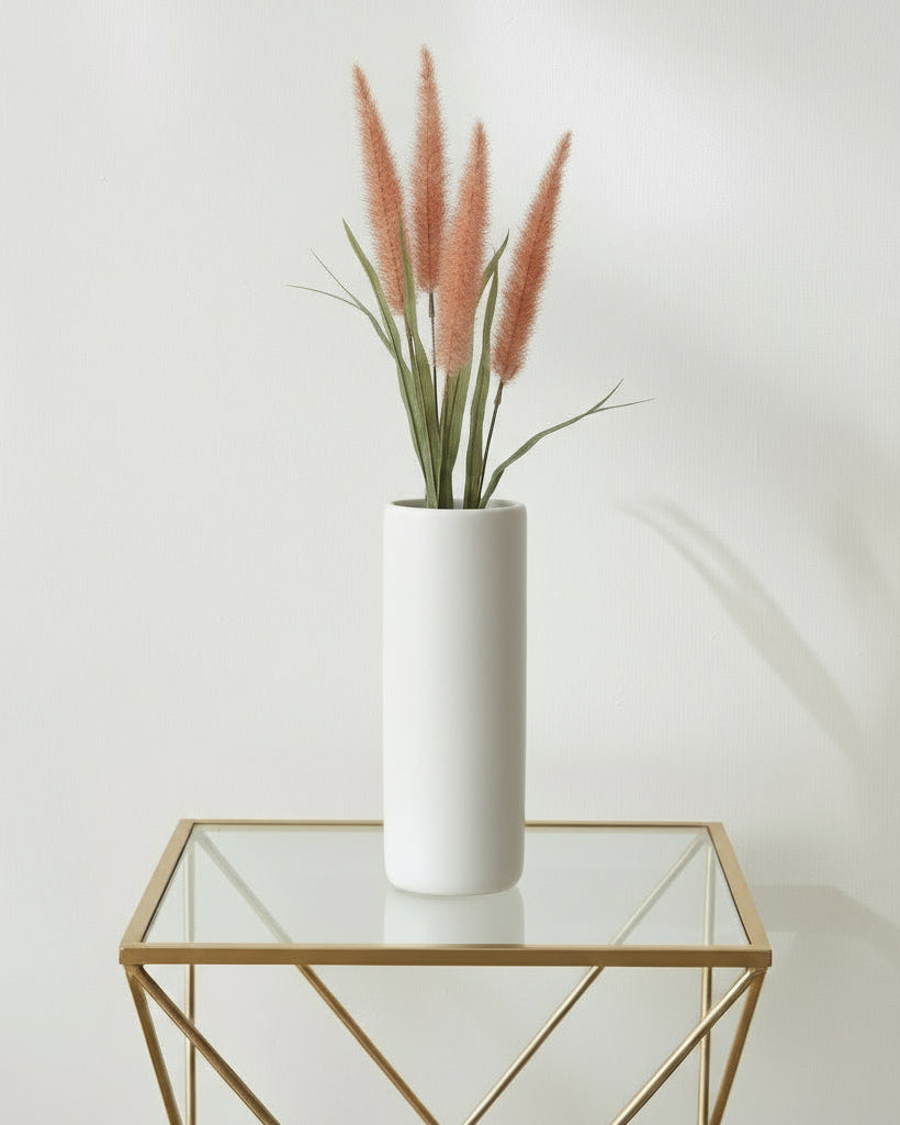 Pink Pennisetum Spray with Leaves