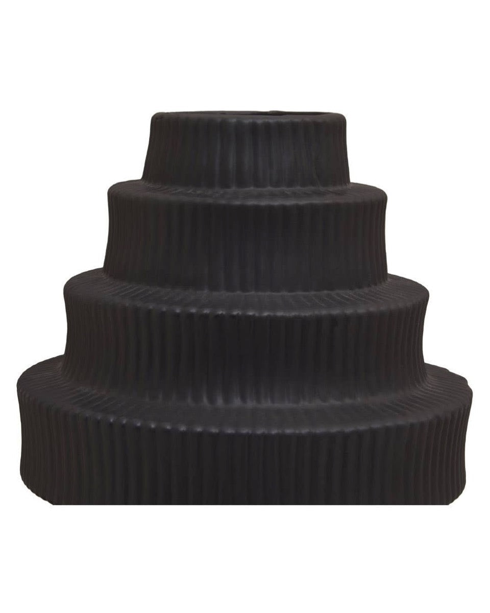 Fabia Black Large Step Design Vase