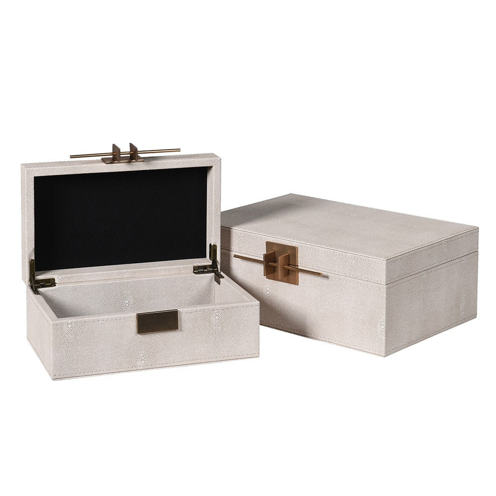 Set Of 2 Crossbar Shagreen Boxes