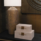 Set Of 2 Crossbar Shagreen Boxes