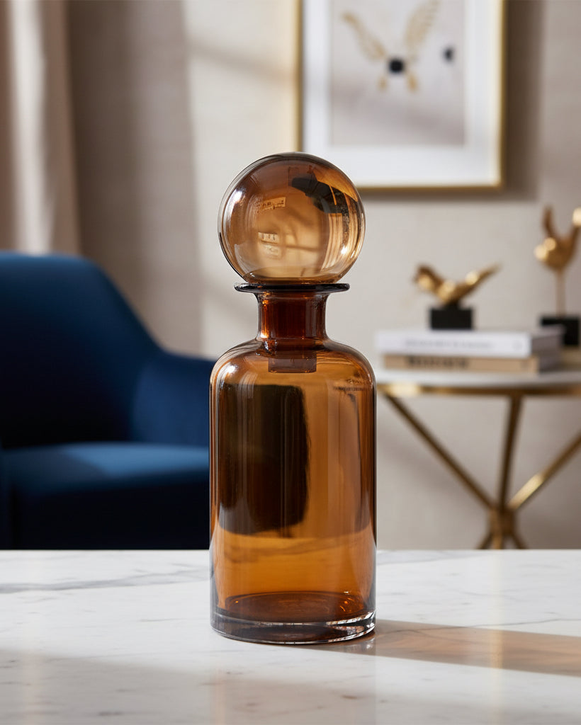 Small Amber Bottle with Ball Top