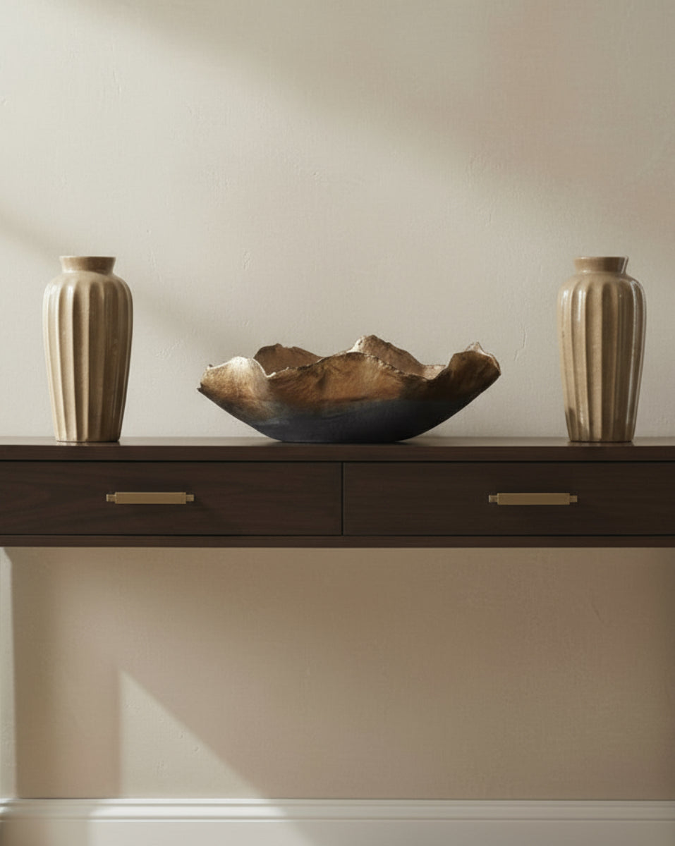 Large Wave Edge Copper Bowl