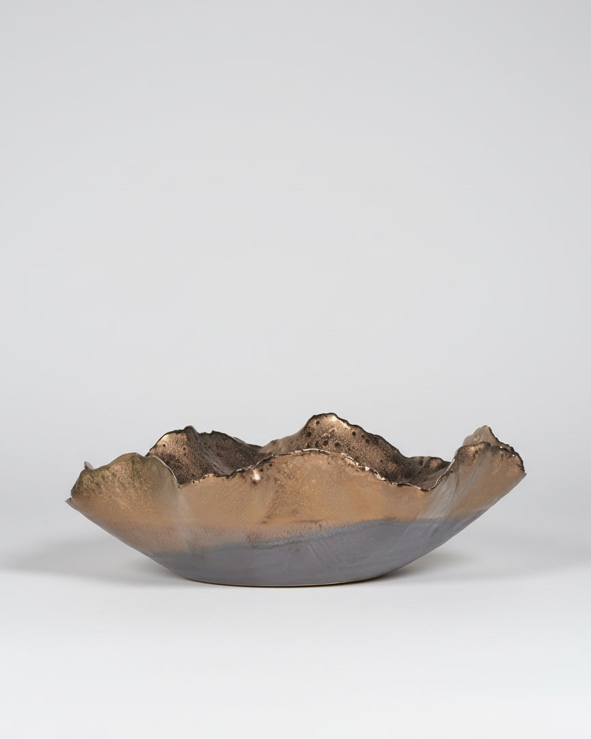 Large Wave Edge Copper Bowl