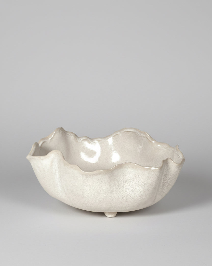 Large White Wavy Bowl