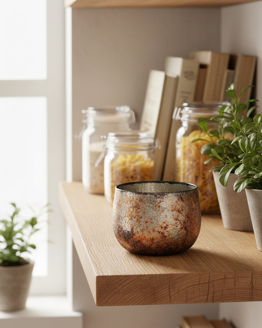 Glass Distressed Candle Holder.