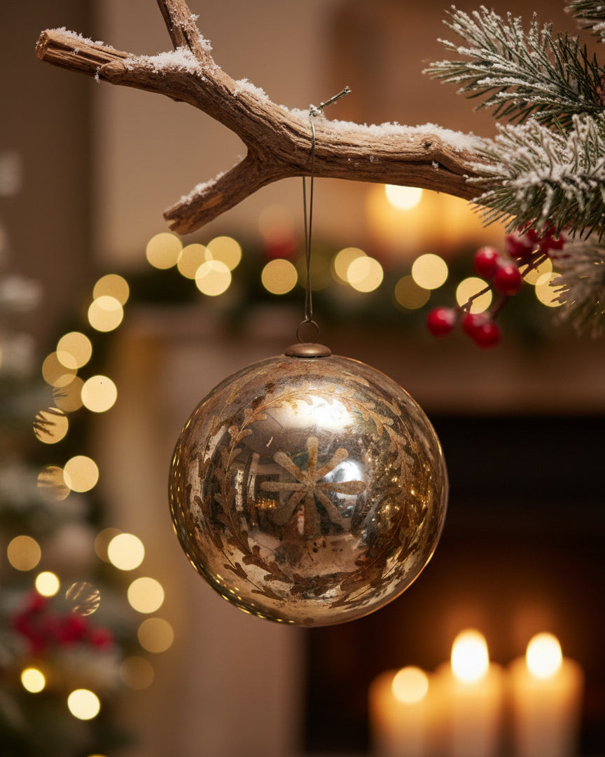 Aged Patina Glass Bauble