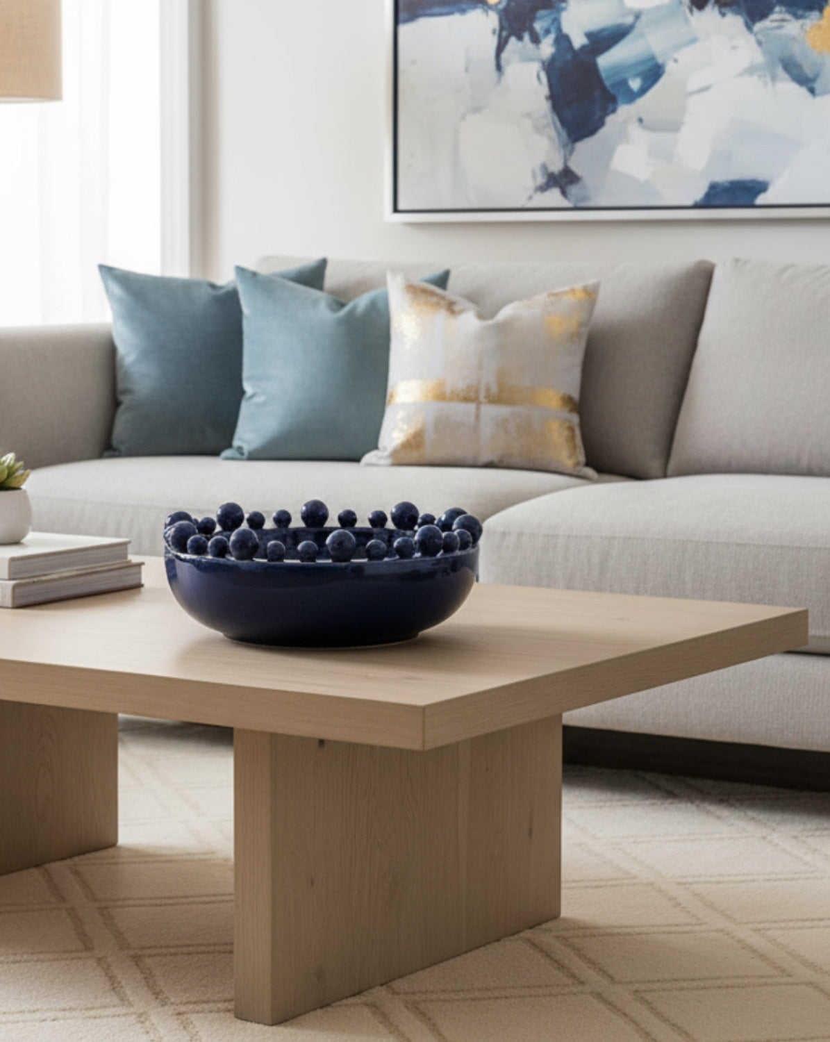 Dark Blue Bobble Edged Bowl