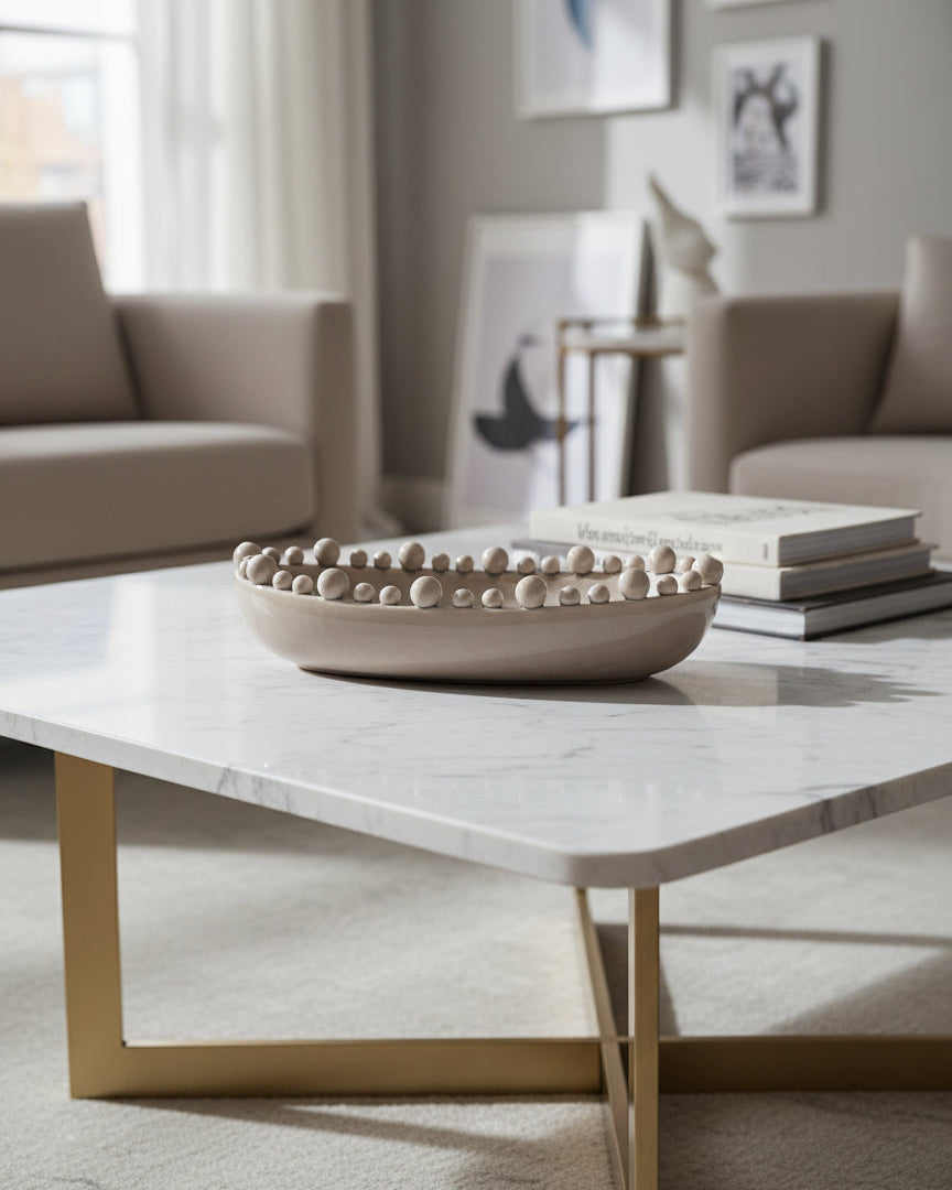 Cream Oval Bobble Bowl