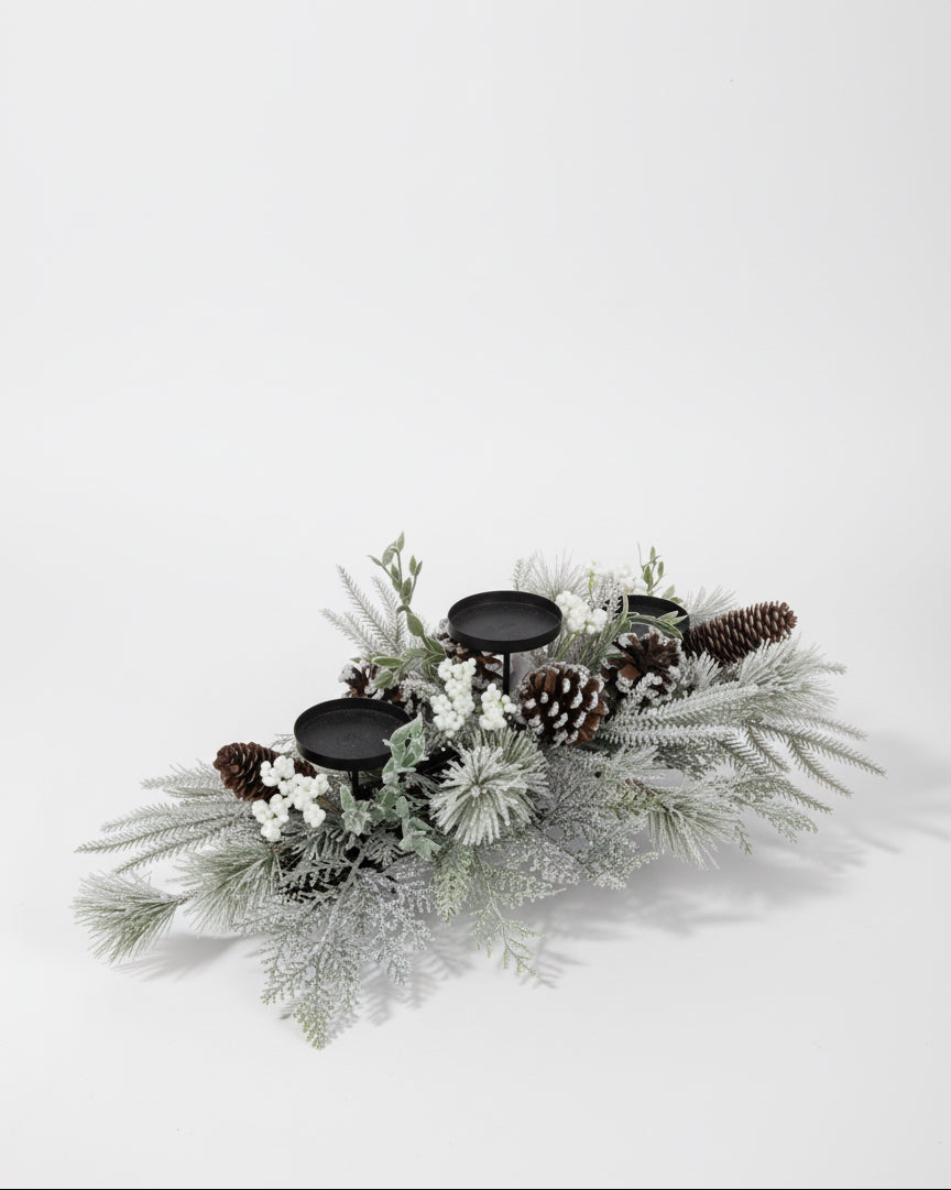 Snowy Pine Candle Stand