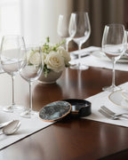 Set of 4 Black Marble Effect Coasters with Holder