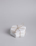 Set of 4 White Marble Hexagonal Coasters