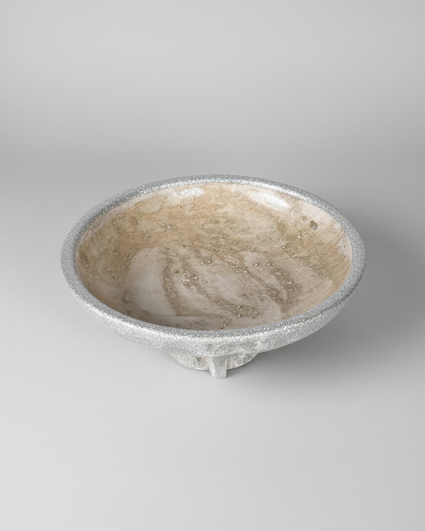 Distressed Footed Cement Bowl