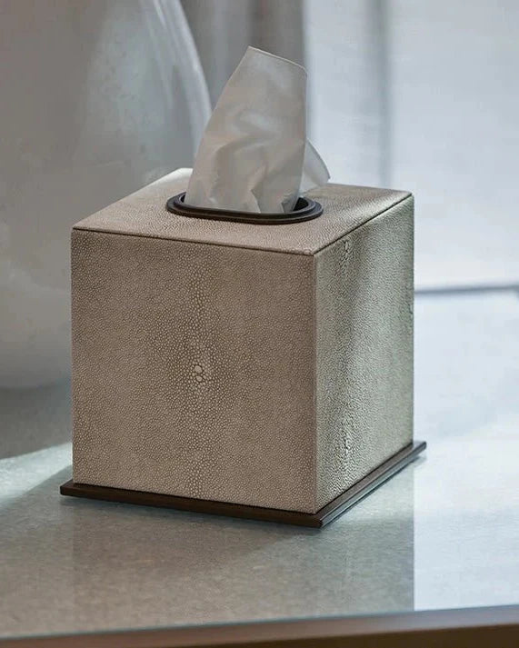 Ecru Faux Shagreen Tissue Box