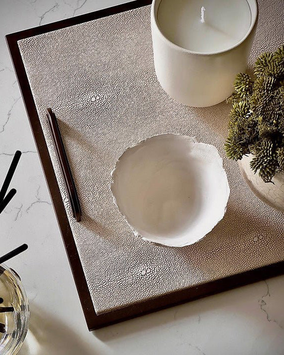 Ecru Faux Shagreen Tray