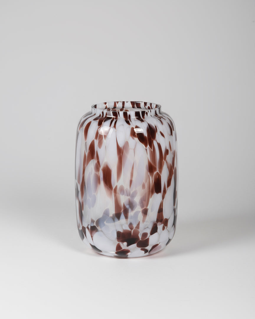 Small White Mottles Glass Vase