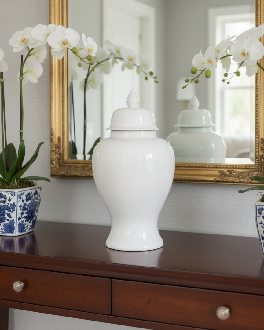 White Ceramic Ginger Jar
