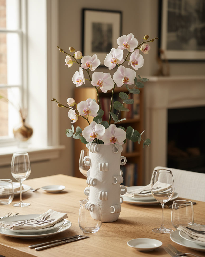 Tall White Curl Vase