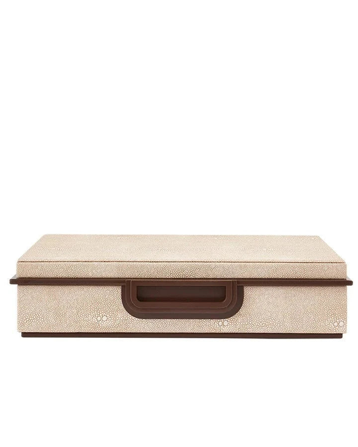 Large Ecru Faux Shagreen Box