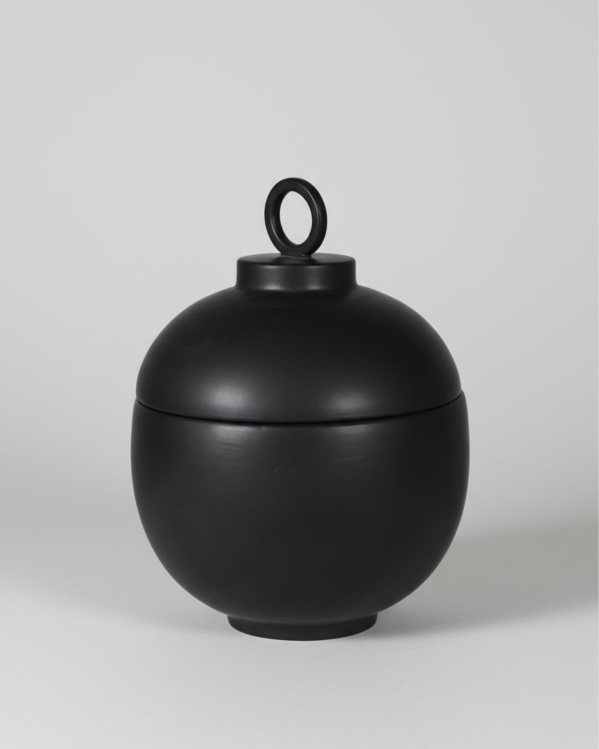 Matt Black Ceramic Lidded Jar