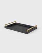 Black Faux Shagreen Tray with Handles