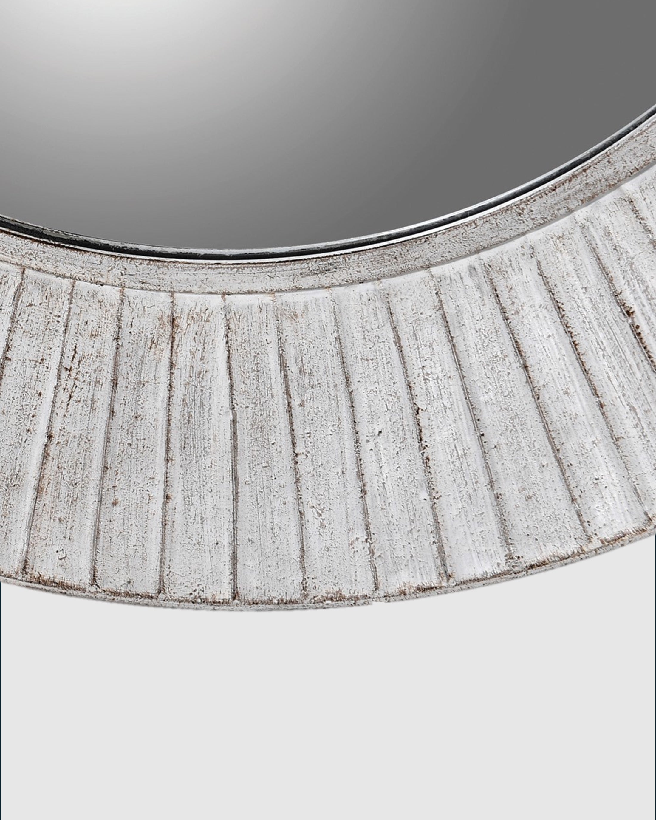 White Wash Round Wall Mirror