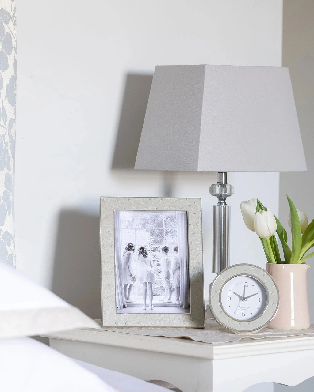 Shadow Ostrich Silver Alarm Clock