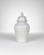 Small White Patterned Lidded Ginger Jar