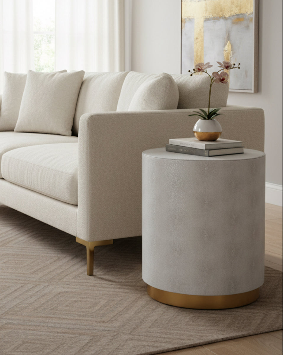 Maxim Ivory Faux Shagreen Side Table