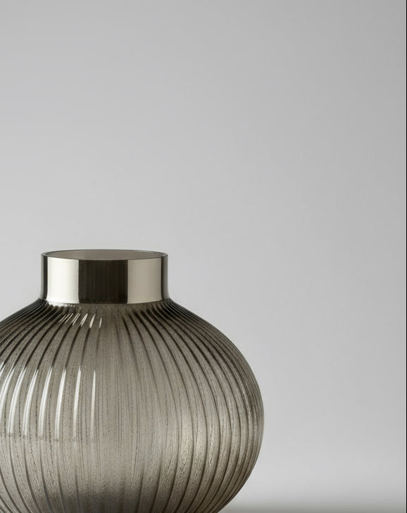 Small Smoked Grey Glass Vase