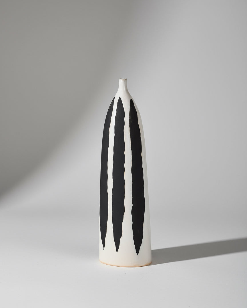 Black and White Striped Bud Vase
