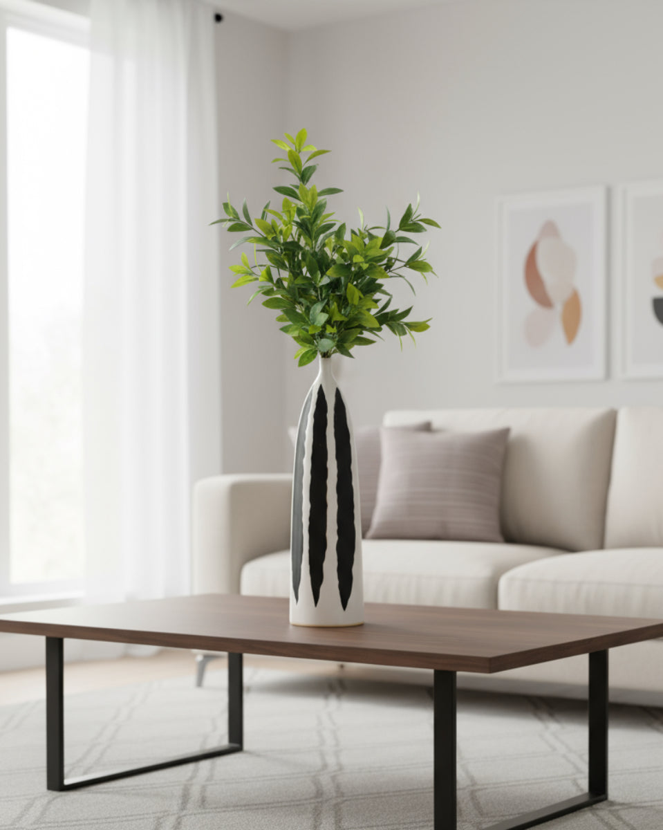 Black and White Striped Bud Vase