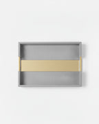 Faux Shagreen Tray with Gold Trim