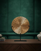 Small Gold Ribbed Disc On Stand