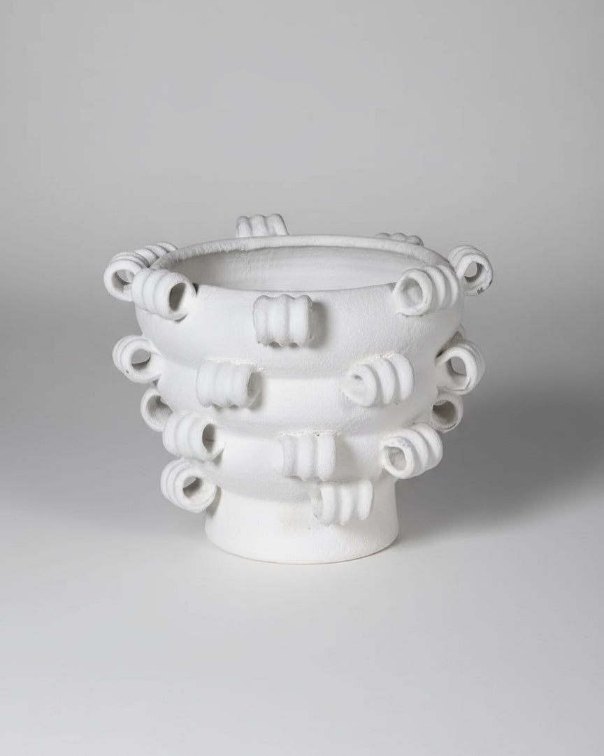 White Curl Terracotta Vase