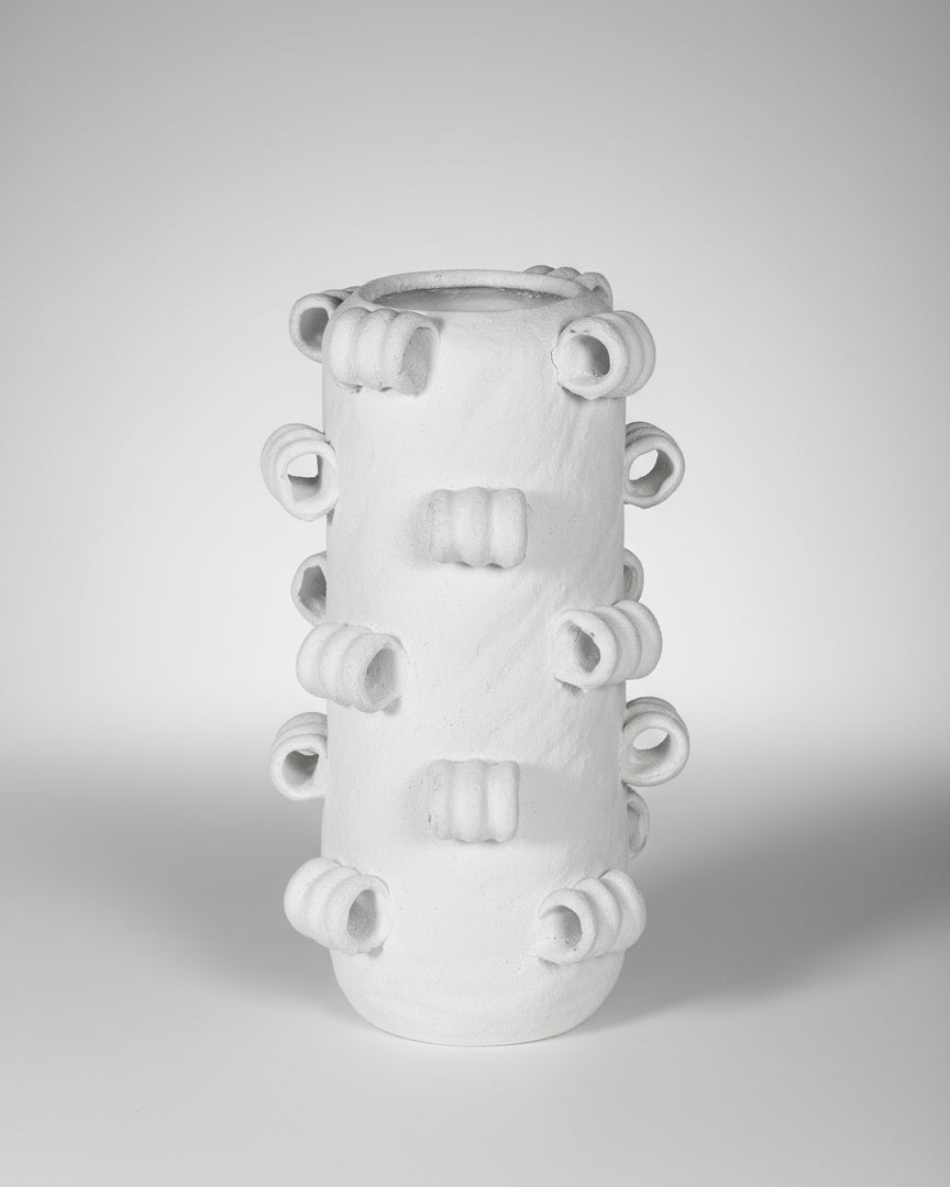 Tall White Curl Vase
