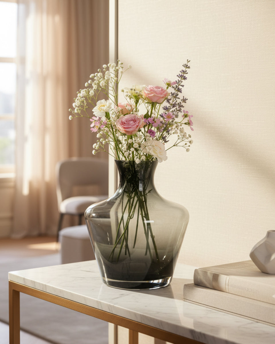 Grey Tonal Glass Vase