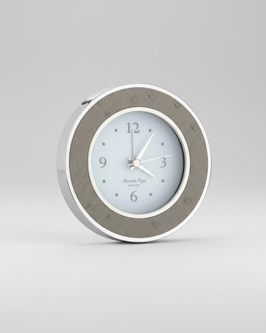 Shadow Ostrich Silver Alarm Clock