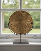 Large Gold Ribbed Disc On Stand